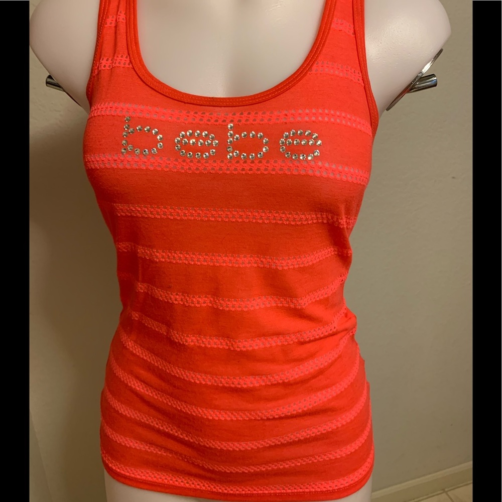 Brand new Bebe bight coral tank top w/rhinestones - Picture 2 of 3